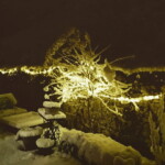 La Moussiere garden at night