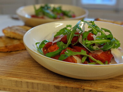 Smoked tomato and pecorino salad