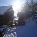 Deep snow in the gardens at La Moussiere