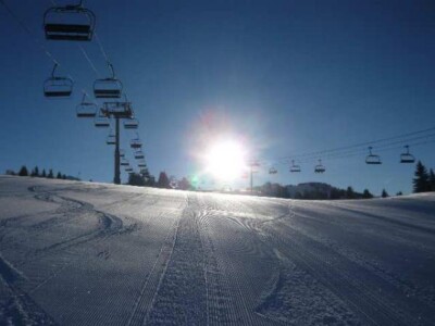 Freshly groomed pistes